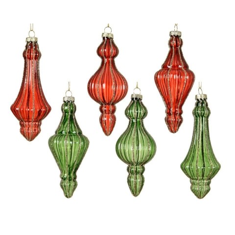 PENDENTE VETRO H.14.9 GLITTER ROSSO VERDE